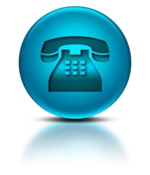 a blue phone icon on a white background
