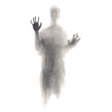a drawing of a person standing in the fog