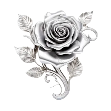 a white rose with leaves on it