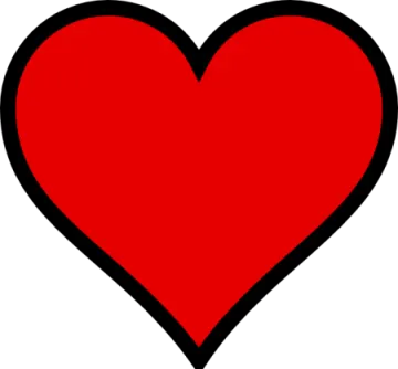 a red heart with black outline