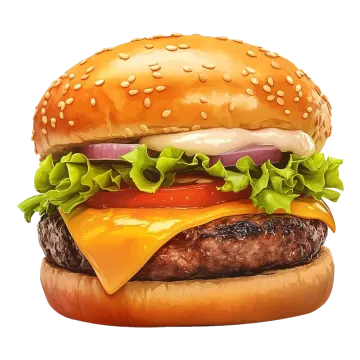 a hamburger on a white background