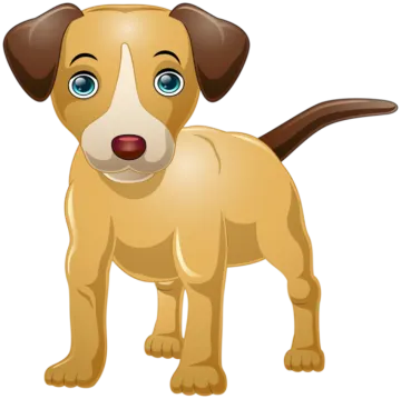 a cartoon dog with blue eyes
