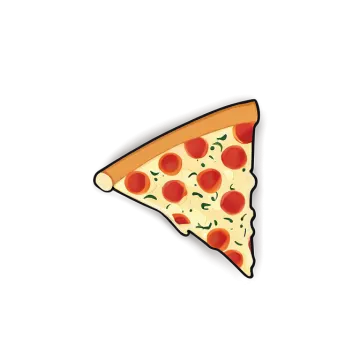 a slice of pizza on a white background