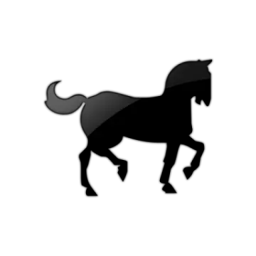 a black horse silhouetted on a white background