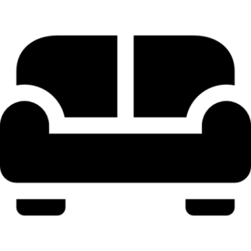 a black and white couch icon