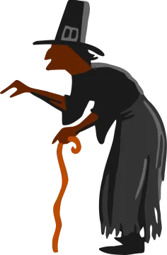 a witch with a broom in her hand