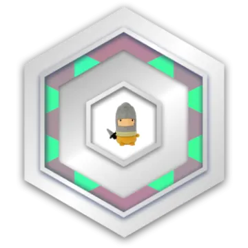 a white hexagon with a gray hat on top of it