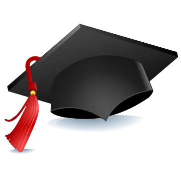 a black graduation cap with a red ta