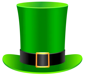 a green hat with a gold buckle