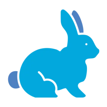 a blue rabbit silhouetted on a white background