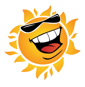 a smiling sun with sunglasses on it