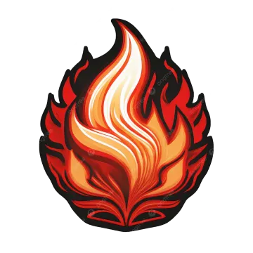 a fire flame on a white background