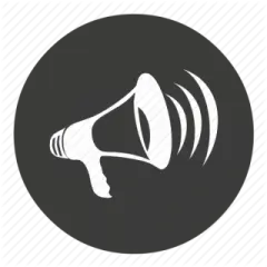 a black and white icon of a megaphone
