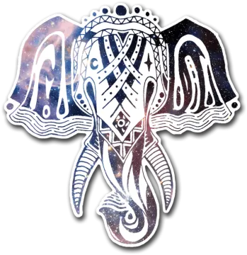 a sticker of an elephant with galaxy in the background