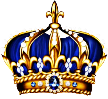a gold crown with blue and white jewels