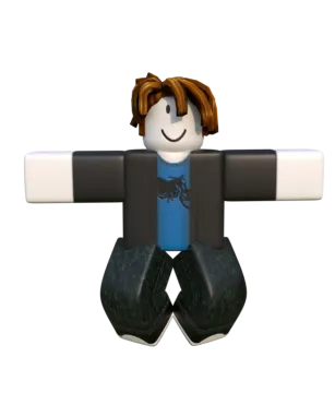 a lego figure with brown hair and blue shirt