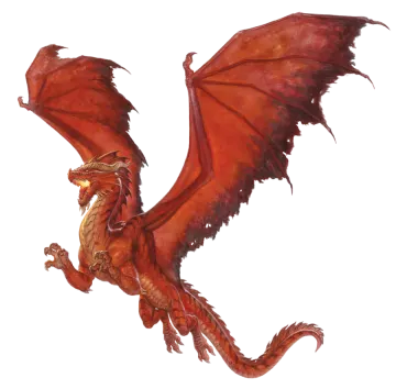 a red dragon flying in the air
