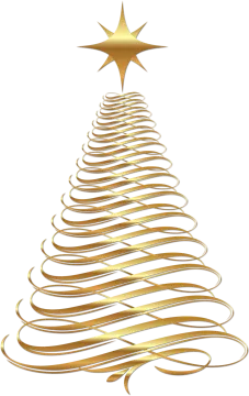 a gold christmas tree with a star