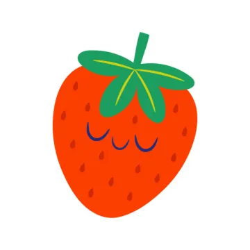 an orange strawberry with a green leaf on top