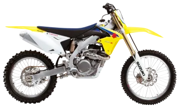 a yellow dirt bike on a white background