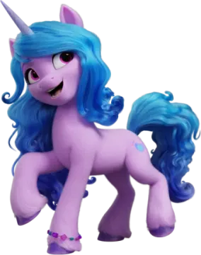 a purple pony with blue hair and pink eyes