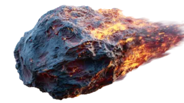 a large rock with fire coming out of it