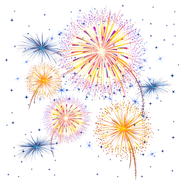 a colorful fireworks with stars in the background