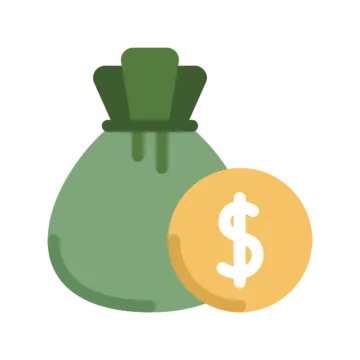 a money bag with a dollar coin