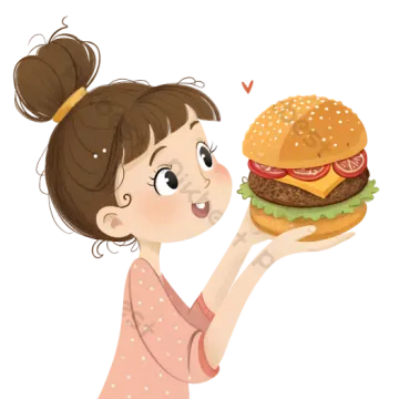a girl eating a hamburger