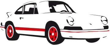a white car with red rims