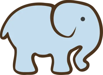 a blue elephant with brown ears