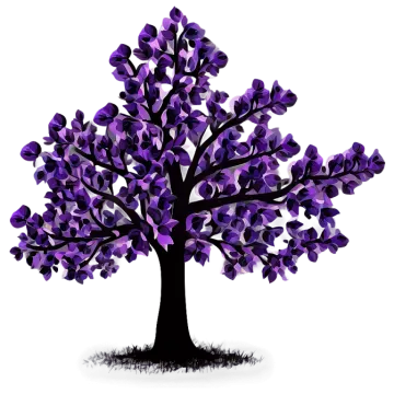 a purple tree with leaves on it