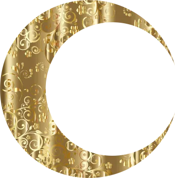 a gold crescent on a white background