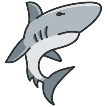a cartoon shark with its mouth open