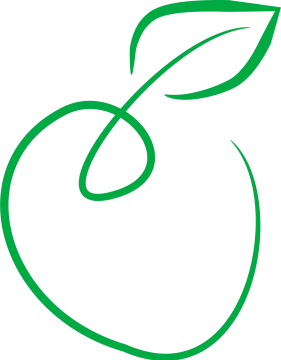 an apple with a leaf on it