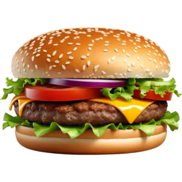 a hamburger on a white background