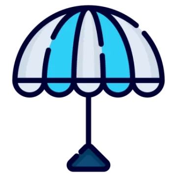 a blue and white umbrella