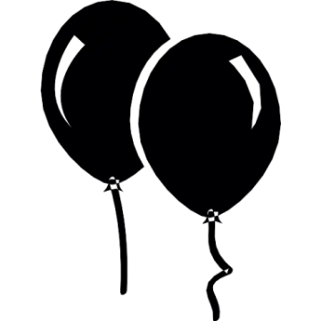 a black and white silhouette of two balloons
