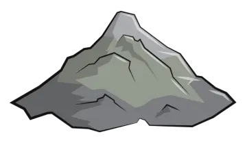 a gray mountain with a white background