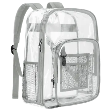 clear backpack with mesh pocket