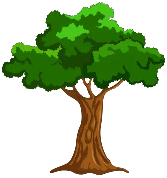a cartoon tree with green leaves