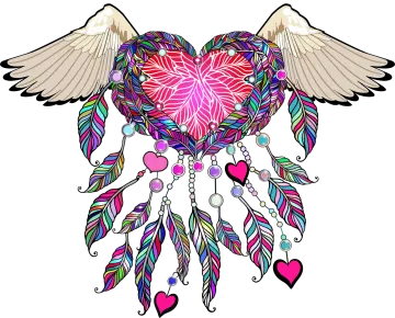 a heart with wings and hearts on it