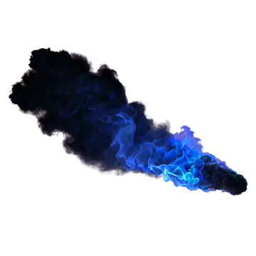 blue and black smoke on a white background