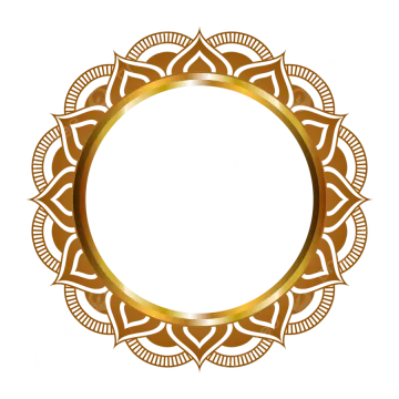 a circular gold frame with a pattern on it