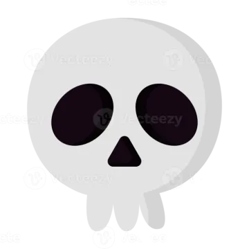 a white skull with black eyes