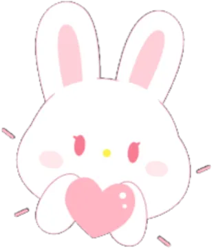 a pink bunny with a heart in its mouth