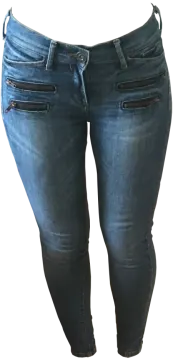 a pair of jeans with zippers