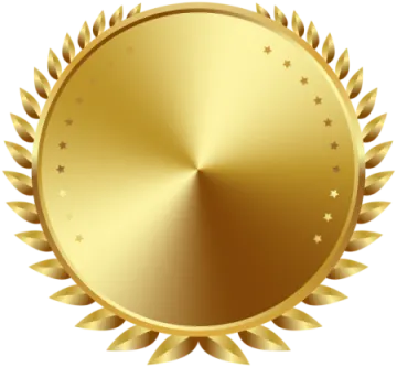 a gold medal with stars around it