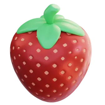 a red strawberry with a green leaf on top