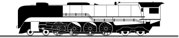 a black and white image of a train